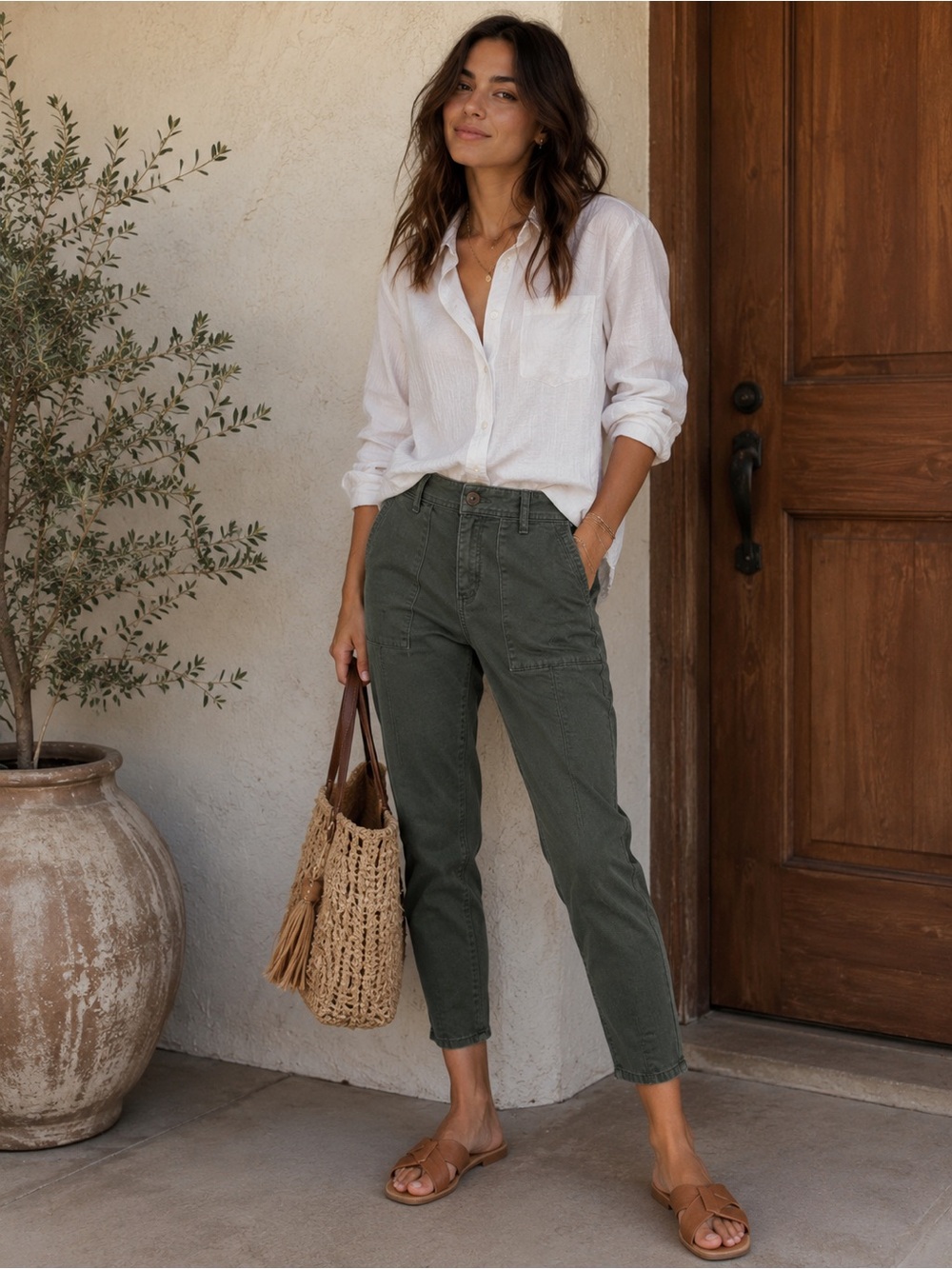 By Anthropologie The Wanderer Forest Green Utility Ankle Chino Pants Petite